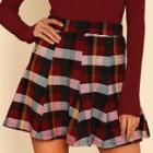 Shein Plaid Print Paneled Skirt