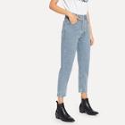 Shein Button Front Faded Ankle Jeans