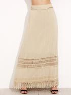 Shein Khaki Crochet Panel Long Skirt