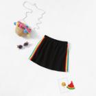Shein Girls Contrast Rainbow Tape Side Skirt