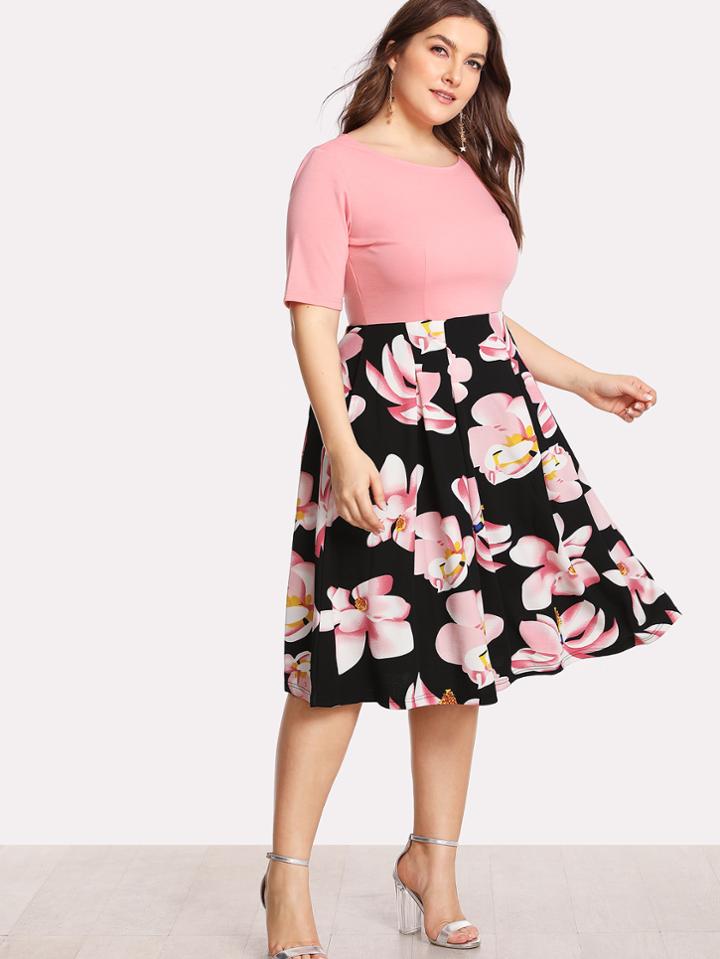 Shein Flower Print Combo Dress