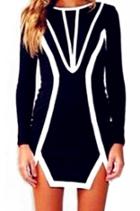 Shein Monochrome Contrast Trims Bodycon Dress