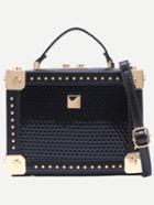 Shein Black Metal Trim Studded Vintage Box Bag