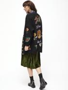 Shein Embroidered Patches Ribbed Drop Shoulder Sweater Coat