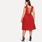Shein Plus Lace Up Back Single Breasted Dress