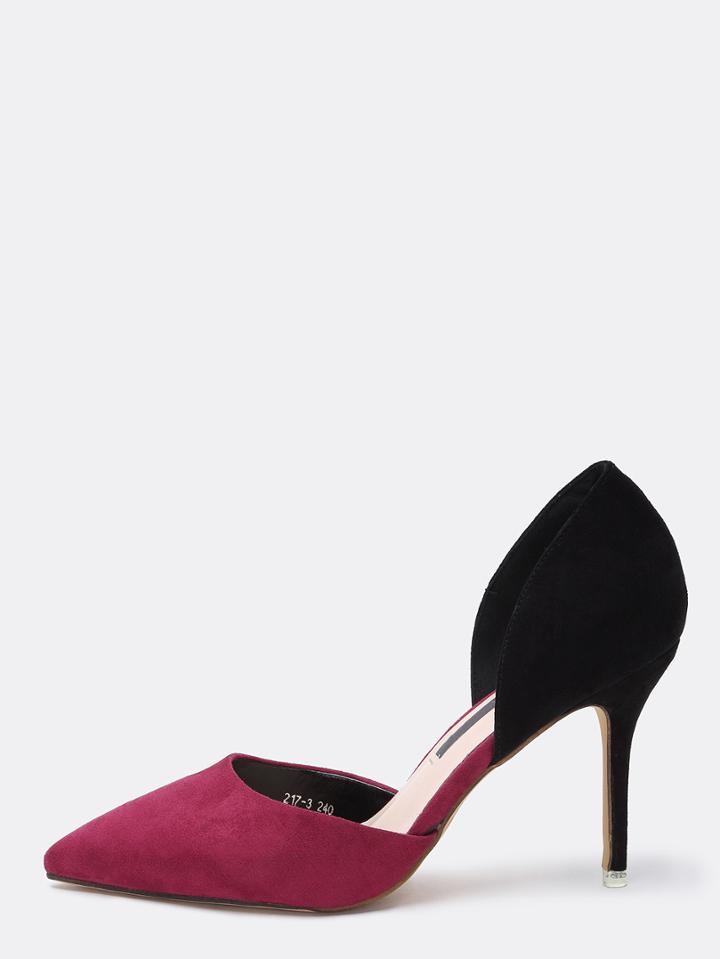Shein Purple Contrast Faux Suede D'orsay Pumps