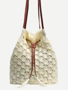 Shein White Scallop Straw Drawstring Bucket Bag