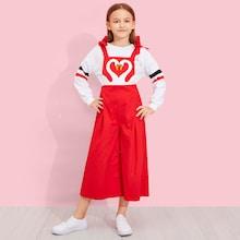 Shein Girls Goose Print Tied Strap Jumpsuit