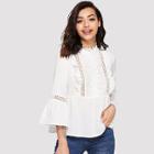 Shein Lace Detail Flounce Sleeve Smock Top