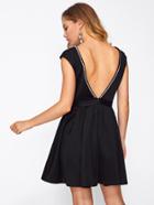 Shein Peal Beading Open Back Fit & Flare Dress