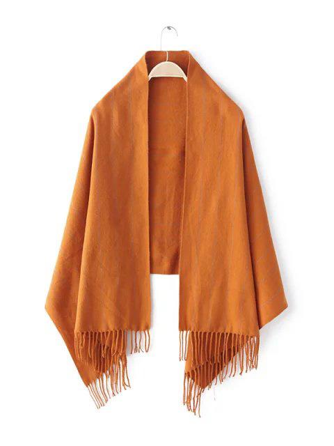 Shein Orange Stripe Long Fringe Shawl Scarf