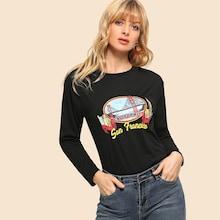 Shein 80s Mixed Print Front Tee