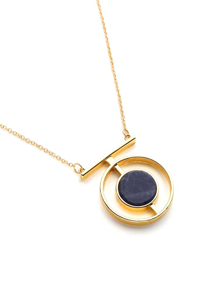 Shein Contrast Geometric Pendant Chain Necklace