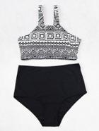 Shein Geo Print Crop Top With High Waist Bottom