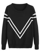 Shein Black Striped Trim Jersey Sweater