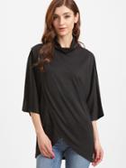 Shein Black Cowl Neck Wrap T-shirt