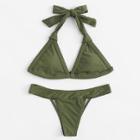 Shein Triangle Halter Bikini Set