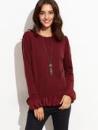 Shein Burgundy Circle Applique Trim Sweater