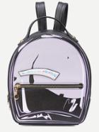 Shein Black Patch Zip Pocket Detail Backpack