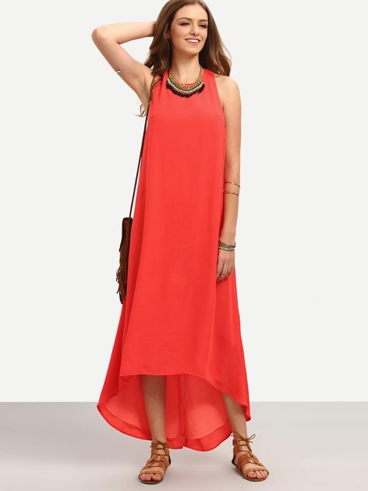 Shein Red Sleeveless High Low Dress