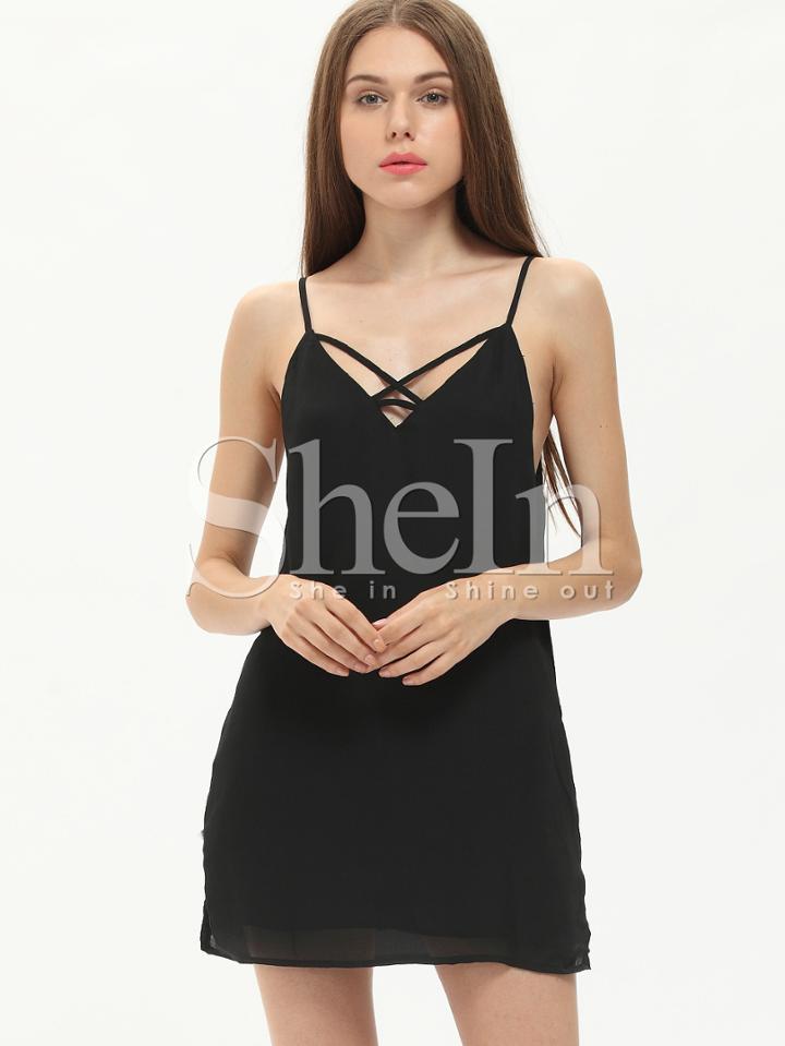 Shein Black Cut Out Split Cami Top
