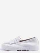 Shein White Round Toe Fringe Thick-soled Slip-on Sneakers