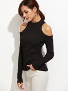 Shein Open Shoulder Ribbed T-shirt