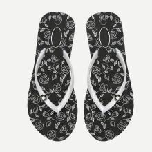 Shein Rose Print Flip Flops