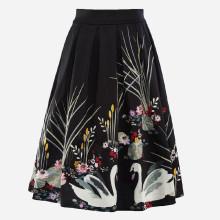 Shein Swan Print Circle Skirt
