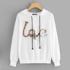 Shein Pearl And Tassel Detail Embroidered Hoodie