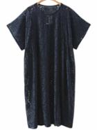 Shein Navy Short Sleeve Loose Lace Dress