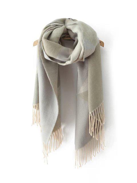 Shein Light Green Geometric Long Fringe Shawl Scarf
