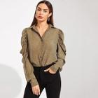 Shein Puff Sleeve Leopard Print Shirt