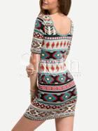 Shein Multicolor Short Sleeve Print Bodycon Dress