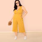 Shein Plus Surplice Neck Button Detail Shell Jumpsuit