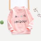 Shein Toddler Girls Cat Print Stereo Flowers Sweatshirt