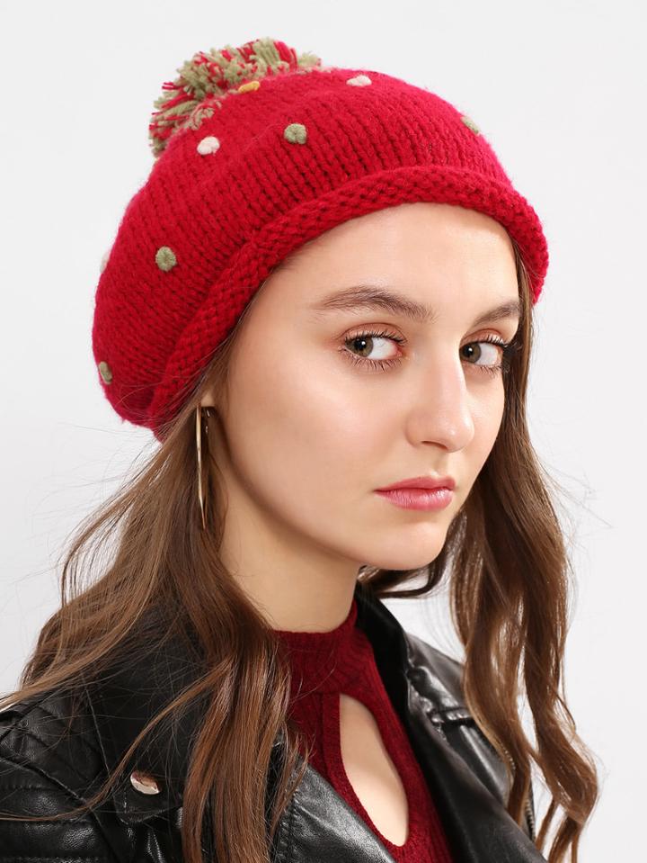 Shein Pom Pom Knit Beanie Hat
