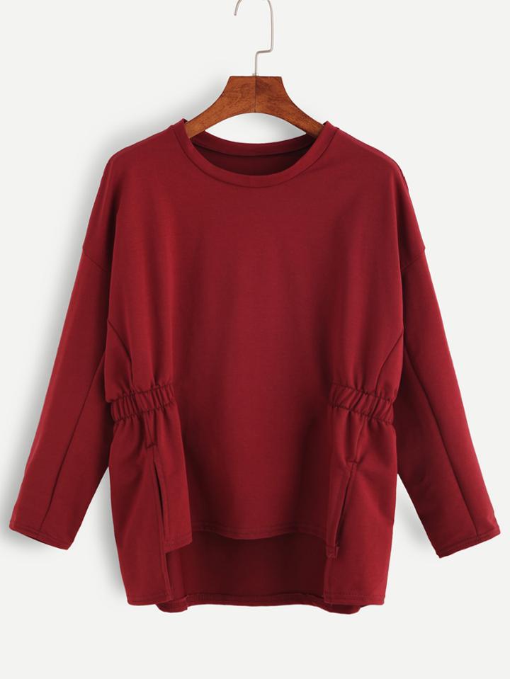 Shein Slit Side High Low Shirred T-shirt