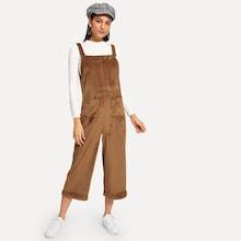 Shein Dual Pocket Pinafore Velvet Jumpsuit