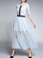Shein Color Block Lace A-line Dress