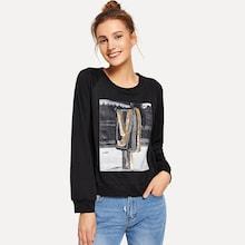 Shein Sequin Patch Sweatshirt