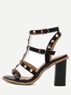Shein Black Open Toe Studded Chunky Gladiator Sandals