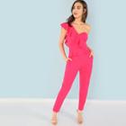 Shein One Shoulder Flounce Foldover Jumpsuit