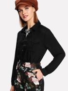Shein Lace Up Pocket Front Shirt