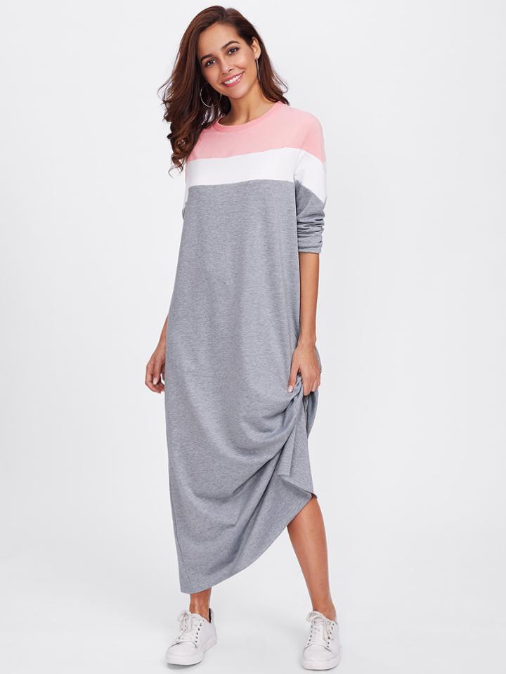 Shein Cut And Sew Raw Edge Sweatshirt Dress