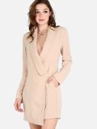 Shein Wrap Over Blazer Dress Taupe