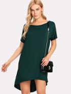 Shein Dolman Sleeve Dip Hem Solid Tee Dress