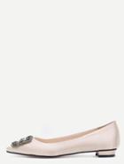Shein Nude Glitter Satin Rhinestone Pointed Ballet Flats