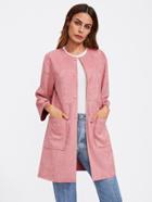 Shein Patch Pocket Front Suede Coat