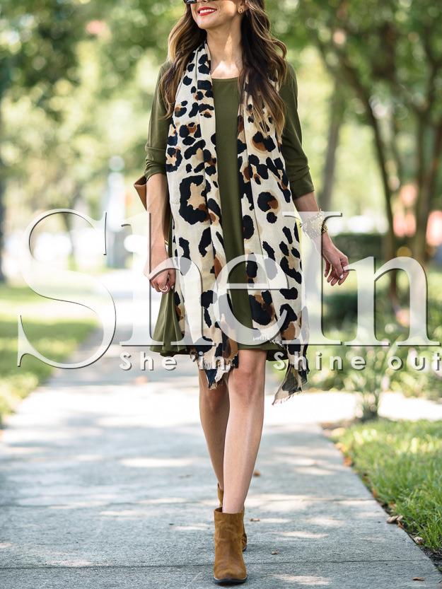 Shein Green Round Neck Tshirt Dress